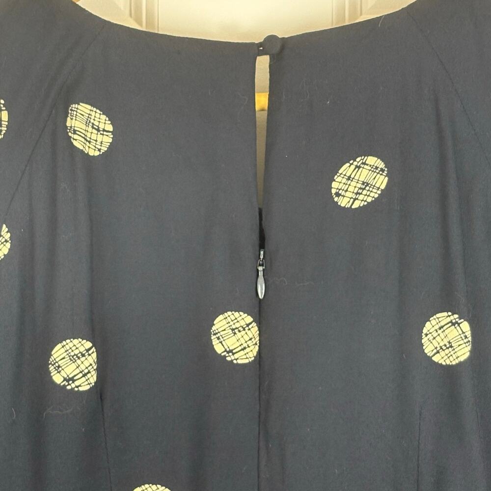 Emily and Fin Black Polka Dot Long Sleeve Midi Dress Twee Fall Retro Mod Large - Picture 7 of 7